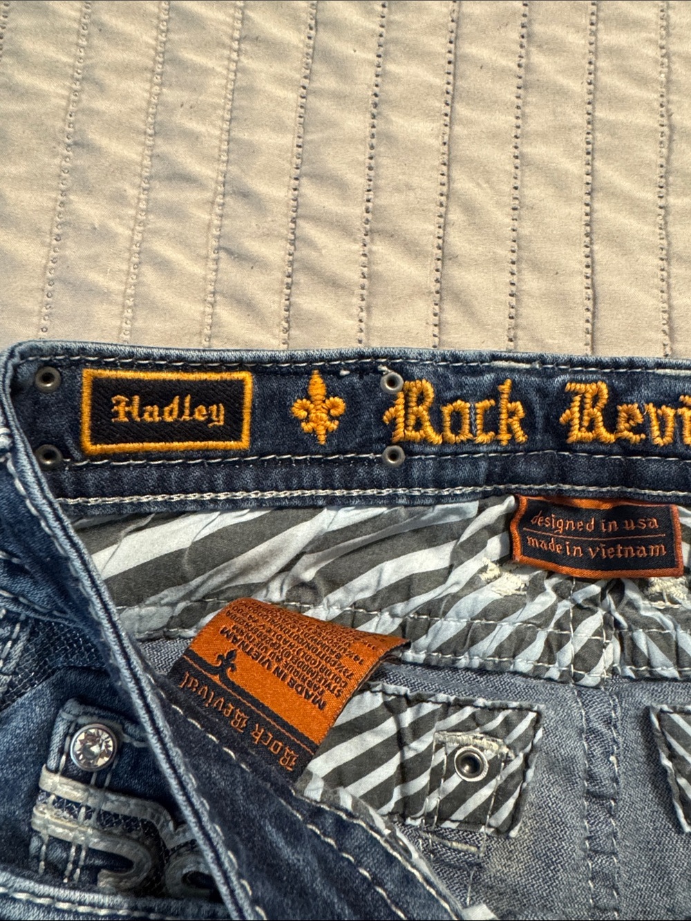 Rock Revival Hadley Womens Blue Embroidered Pocket Ankle Skinny Jeans size 26 - Picture 9 of 13